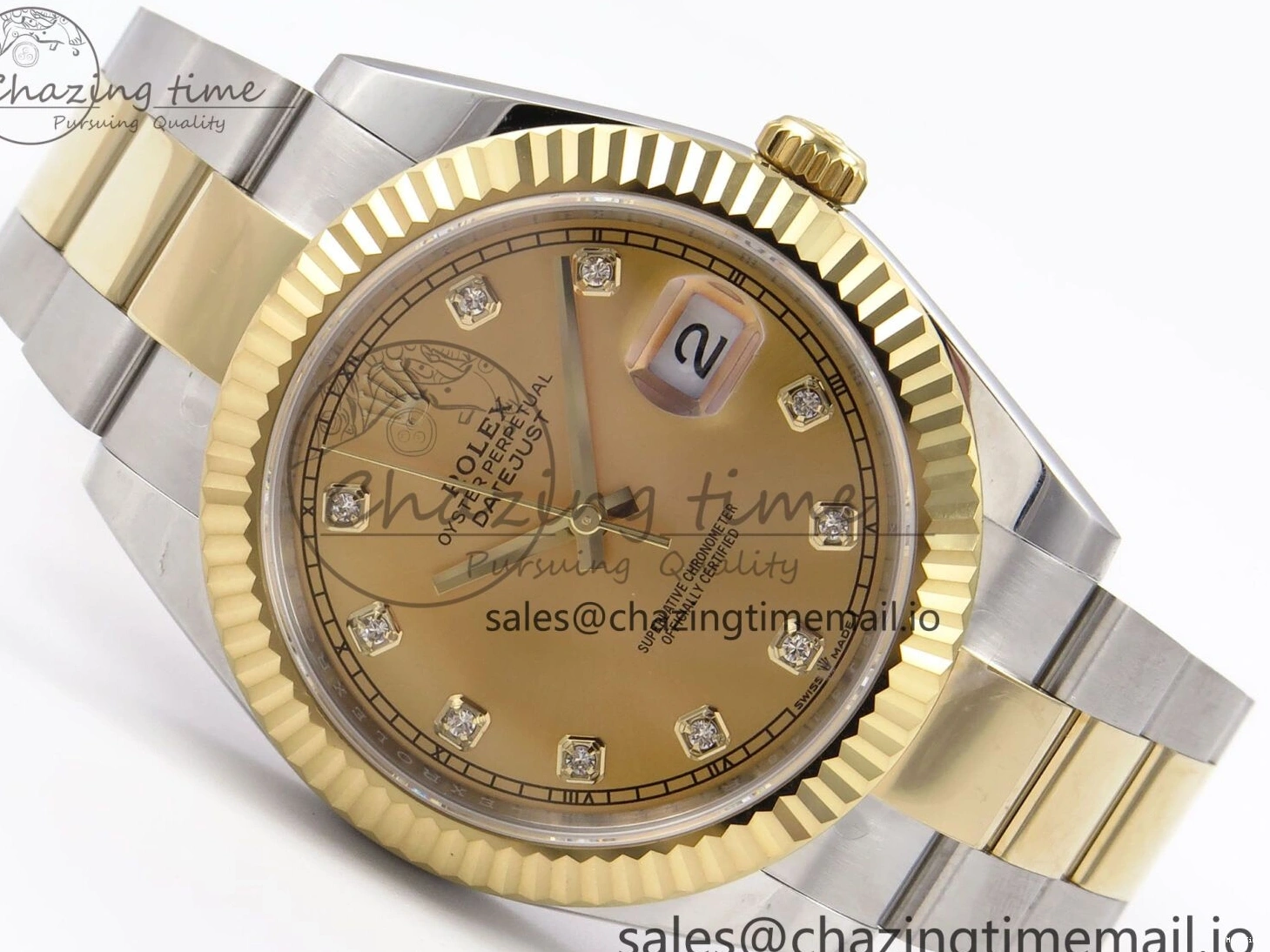 MiroTime 1229 DateJust 41 126333 EWEF Best Edition YG Diamonds Dial on SS YG Oyster Bracelet A Minimalist 973